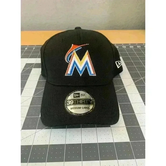 Miami Marlins Hat Mens M/L New Era MLB 39Thirty Diamond Era Flex Cap Baseball - Picture 1 of 6